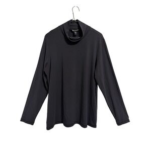 Athleta Womens XL Black Mock Neck Long Sleeve Stretch Jersey Top Tee A-45